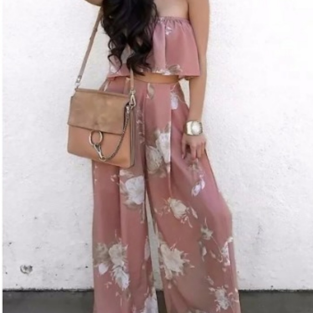PINK FLORAL PANT SET